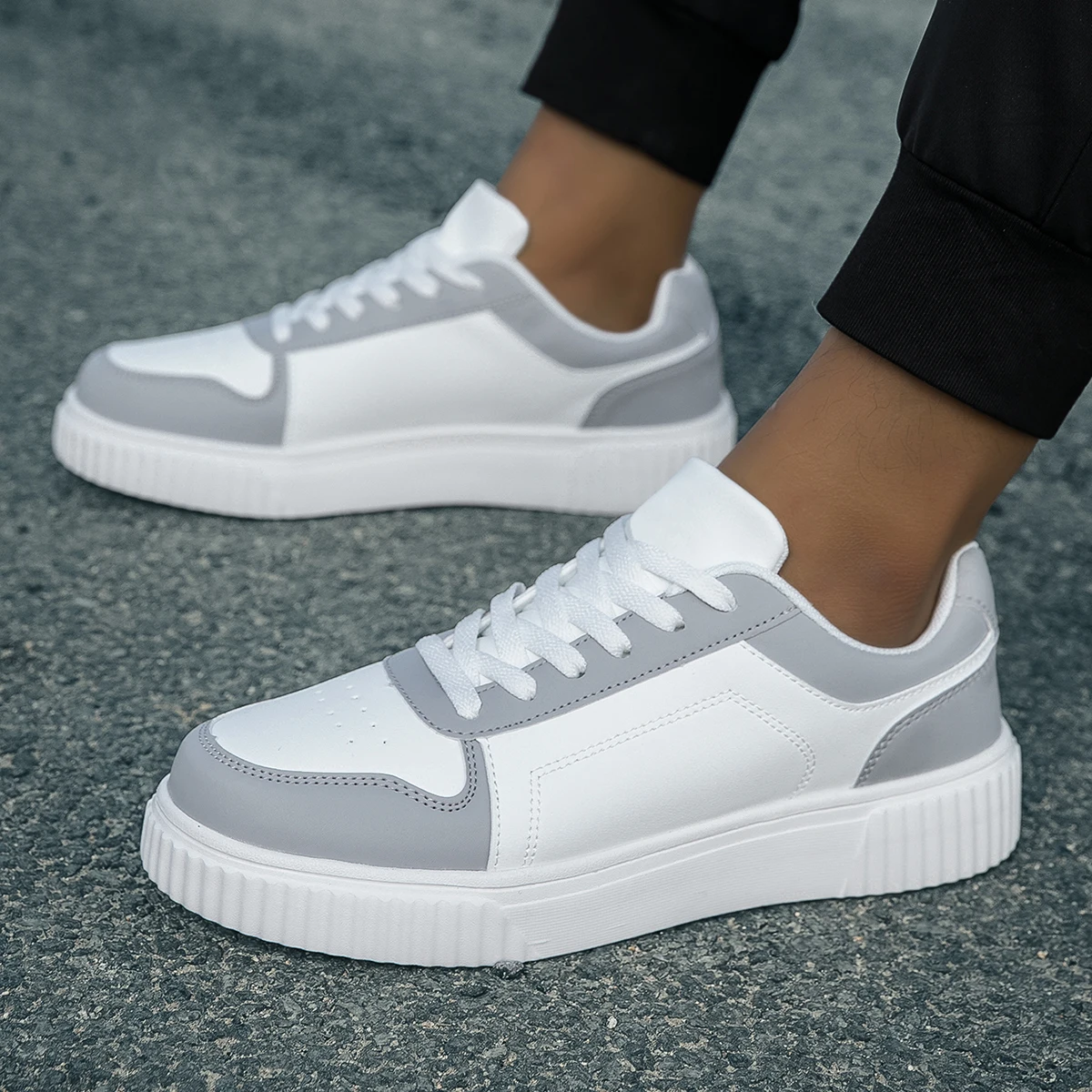 YRZL Womens Sneakers Autumn White Shoes Lightweight Thick Sole Non Slip Skatebaord Shoes Unisex Casual Sports Shoes for Man