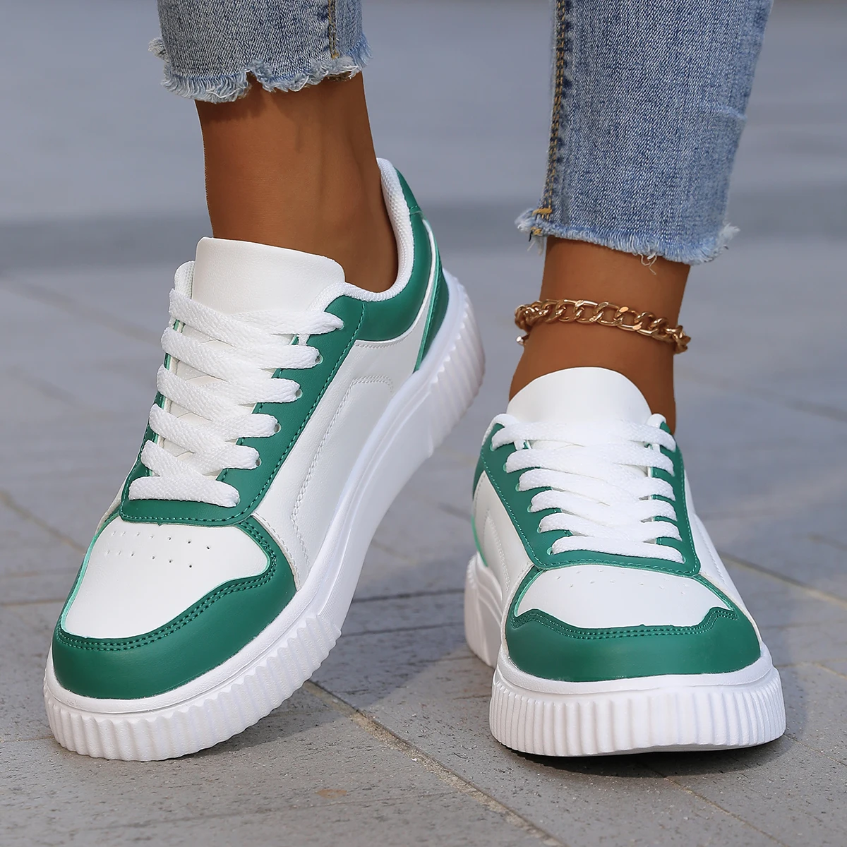 YRZL Womens Sneakers Autumn White Shoes Lightweight Thick Sole Non Slip Skatebaord Shoes Unisex Casual Sports Shoes for Man