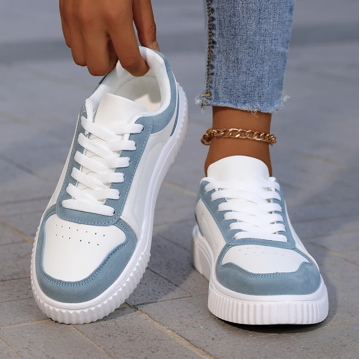 YRZL Womens Sneakers Autumn White Shoes Lightweight Thick Sole Non Slip Skatebaord Shoes Unisex Casual Sports Shoes for Man
