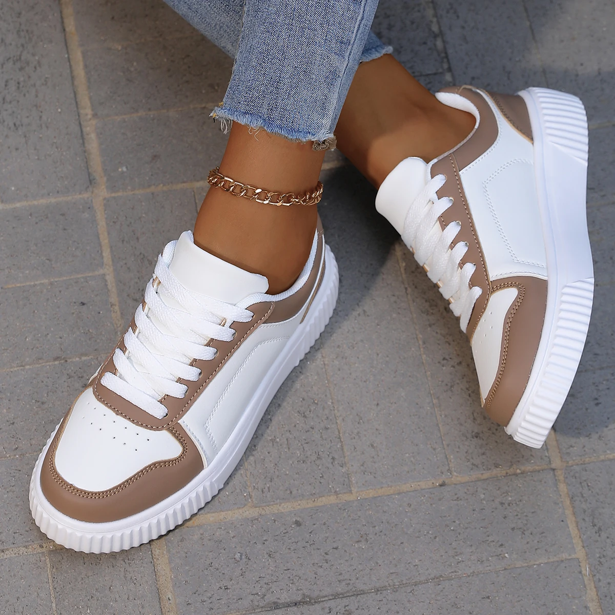YRZL Womens Sneakers Autumn White Shoes Lightweight Thick Sole Non Slip Skatebaord Shoes Unisex Casual Sports Shoes for Man