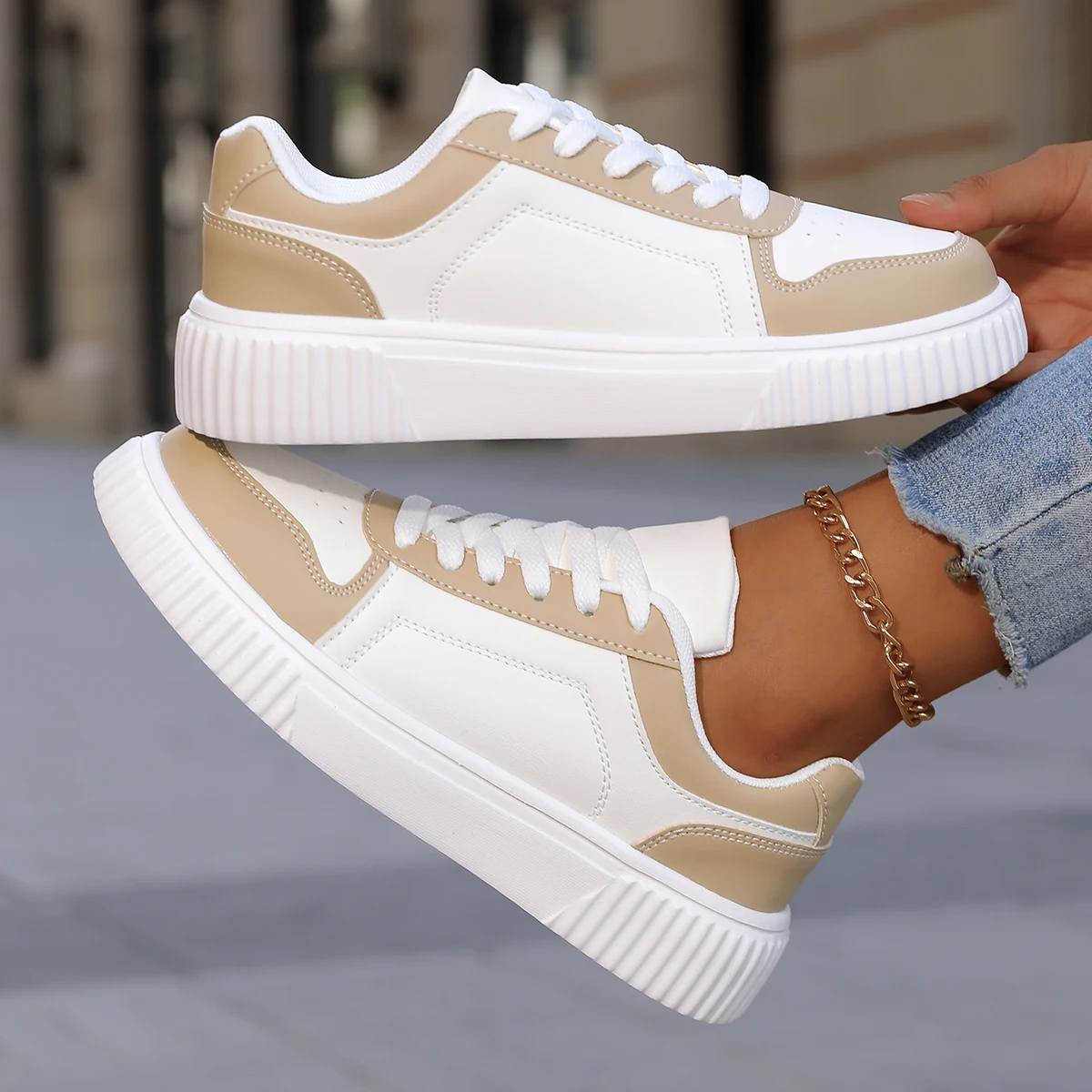 YRZL Womens Sneakers Autumn White Shoes Lightweight Thick Sole Non Slip Skatebaord Shoes Unisex Casual Sports Shoes for Man