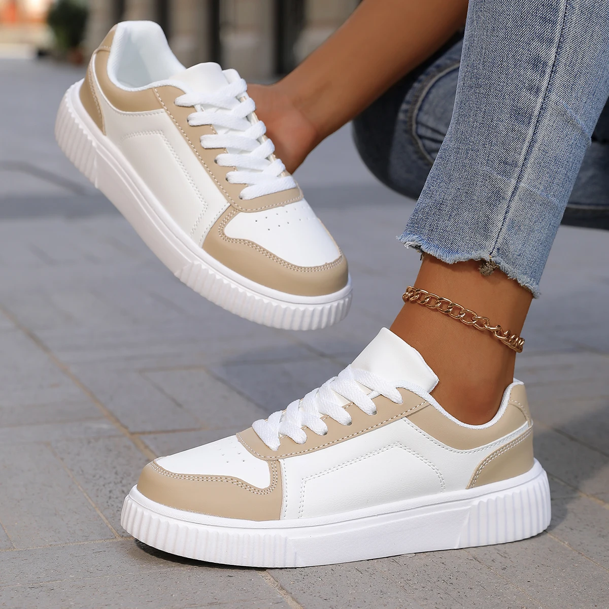 YRZL Womens Sneakers Autumn White Shoes Lightweight Thick Sole Non Slip Skatebaord Shoes Unisex Casual Sports Shoes for Man