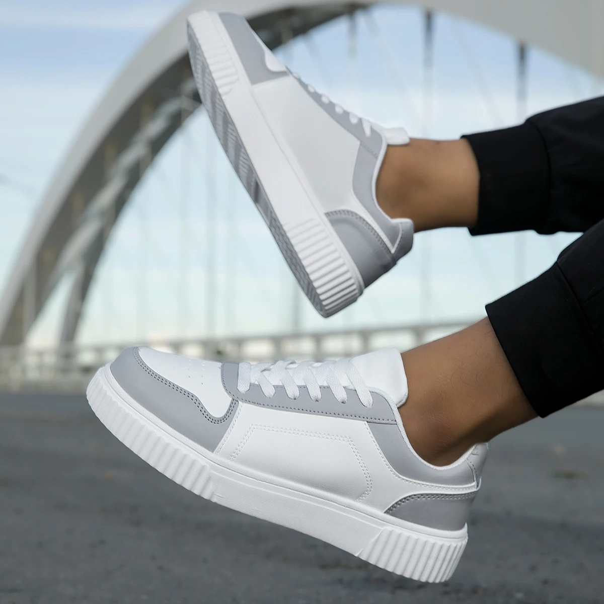 YRZL Womens Sneakers Autumn White Shoes Lightweight Thick Sole Non Slip Skatebaord Shoes Unisex Casual Sports Shoes for Man