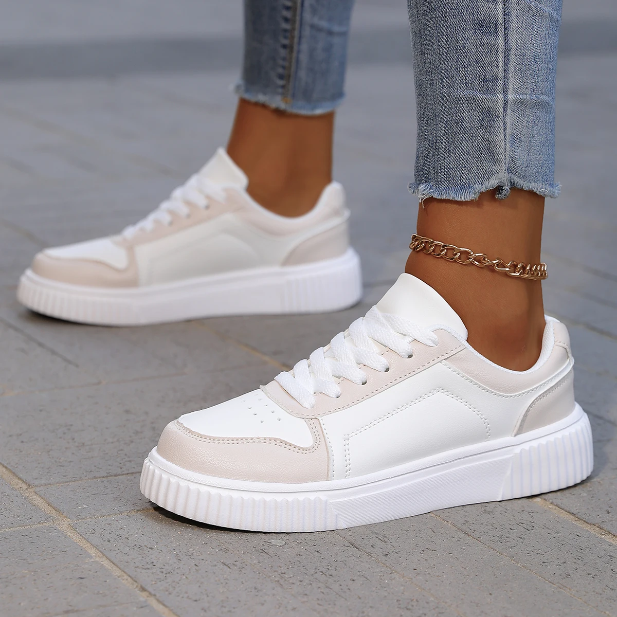YRZL Womens Sneakers Autumn White Shoes Lightweight Thick Sole Non Slip Skatebaord Shoes Unisex Casual Sports Shoes for Man