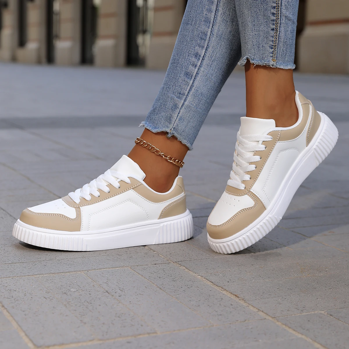 YRZL Womens Sneakers Autumn White Shoes Lightweight Thick Sole Non Slip Skatebaord Shoes Unisex Casual Sports Shoes for Man