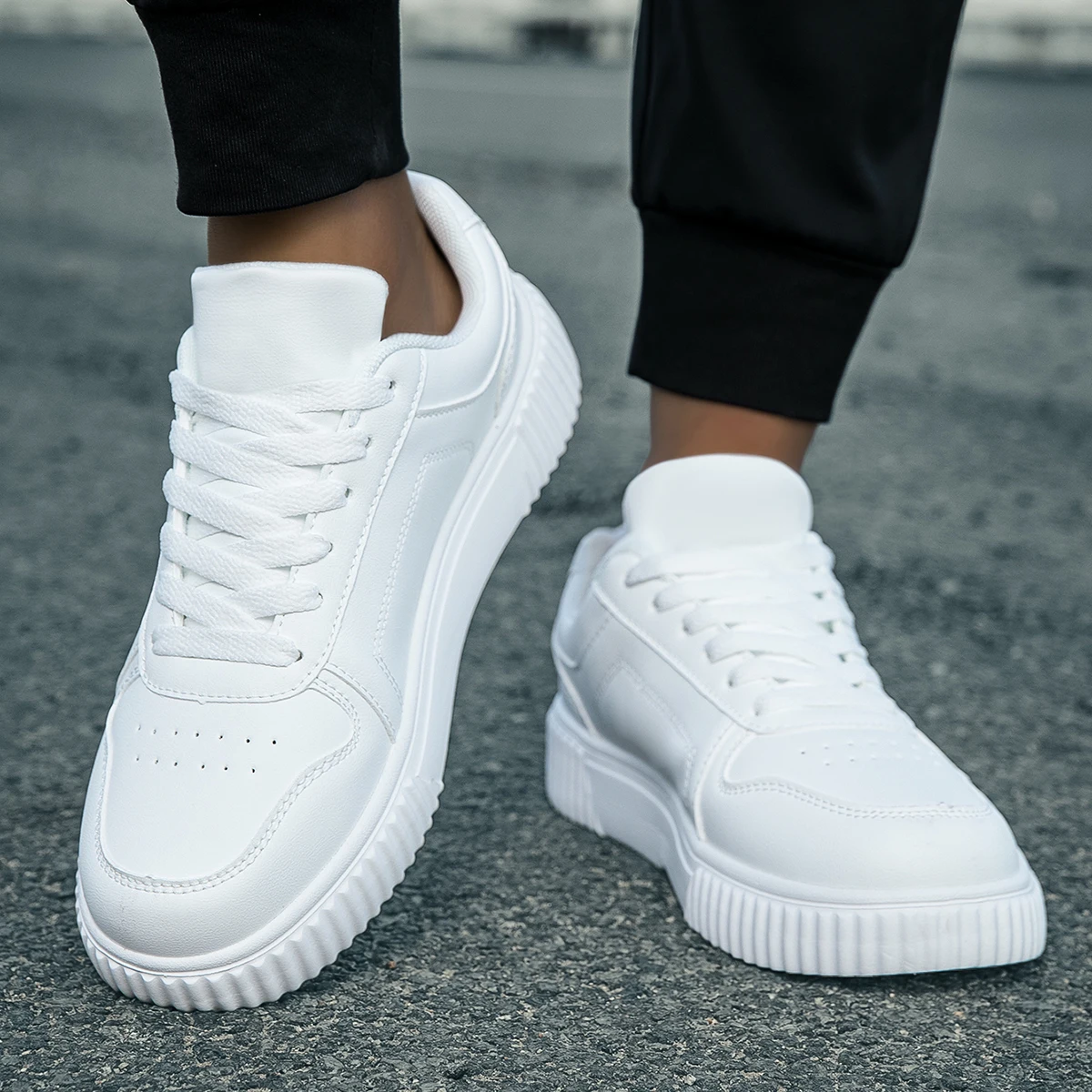 YRZL Womens Sneakers Autumn White Shoes Lightweight Thick Sole Non Slip Skatebaord Shoes Unisex Casual Sports Shoes for Man
