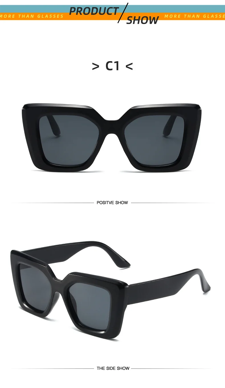 New Vintage Sunglasses Women Men Square Big Frame Sun Glasses Female Brand Designer Retro Shades Fashion Cat Eye Sunglasses
