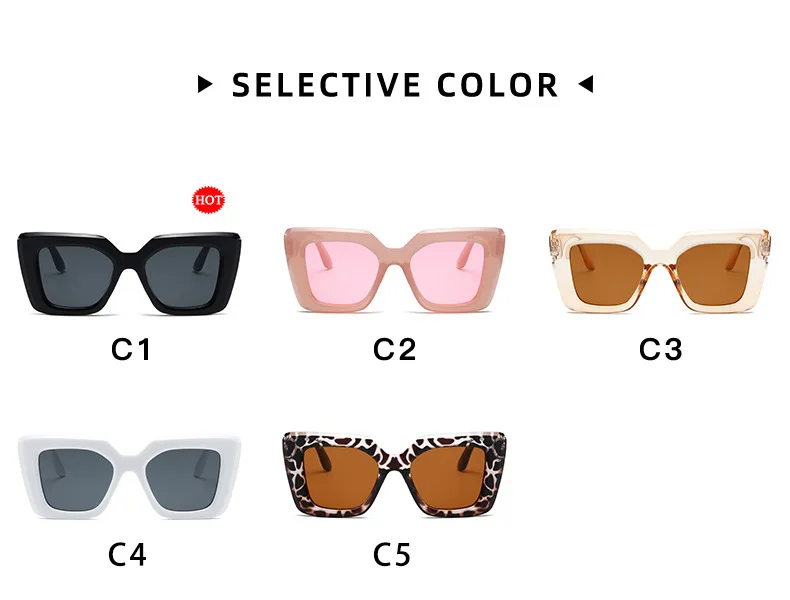New Vintage Sunglasses Women Men Square Big Frame Sun Glasses Female Brand Designer Retro Shades Fashion Cat Eye Sunglasses