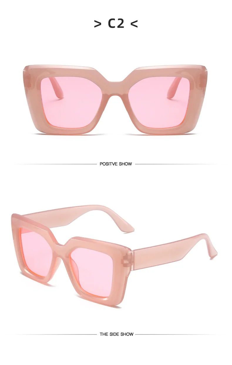 New Vintage Sunglasses Women Men Square Big Frame Sun Glasses Female Brand Designer Retro Shades Fashion Cat Eye Sunglasses