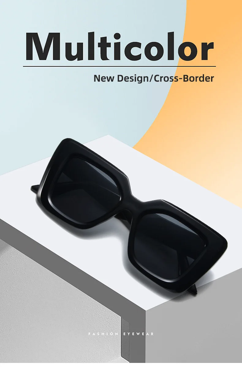 New Vintage Sunglasses Women Men Square Big Frame Sun Glasses Female Brand Designer Retro Shades Fashion Cat Eye Sunglasses