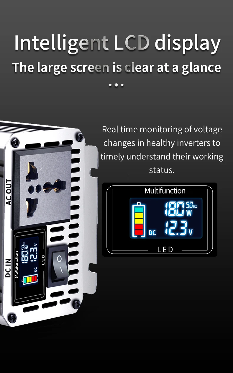 Pure Sine Wave Inverter 3000W 12V24V to 220V 50Hz to 110V 60Hz Car Home Battery Solar Power Converter Universal Socket