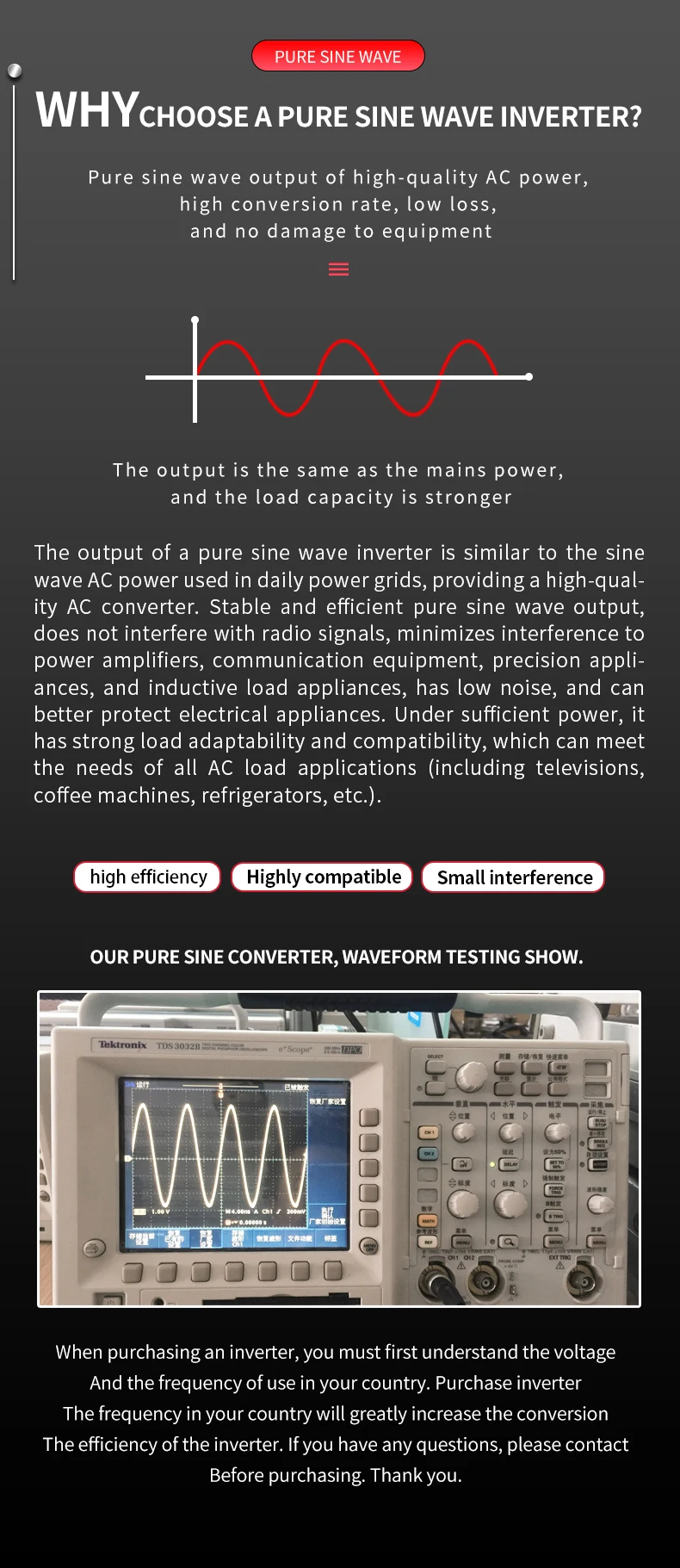 Pure Sine Wave Inverter 3000W 12V24V to 220V 50Hz to 110V 60Hz Car Home Battery Solar Power Converter Universal Socket