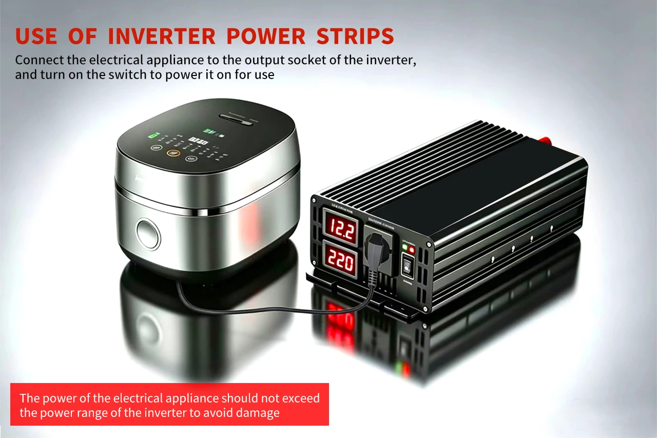 Pure Sine Wave Inverter 3000W 12V24V to 220V 50Hz to 110V 60Hz Car Home Battery Solar Power Converter Universal Socket