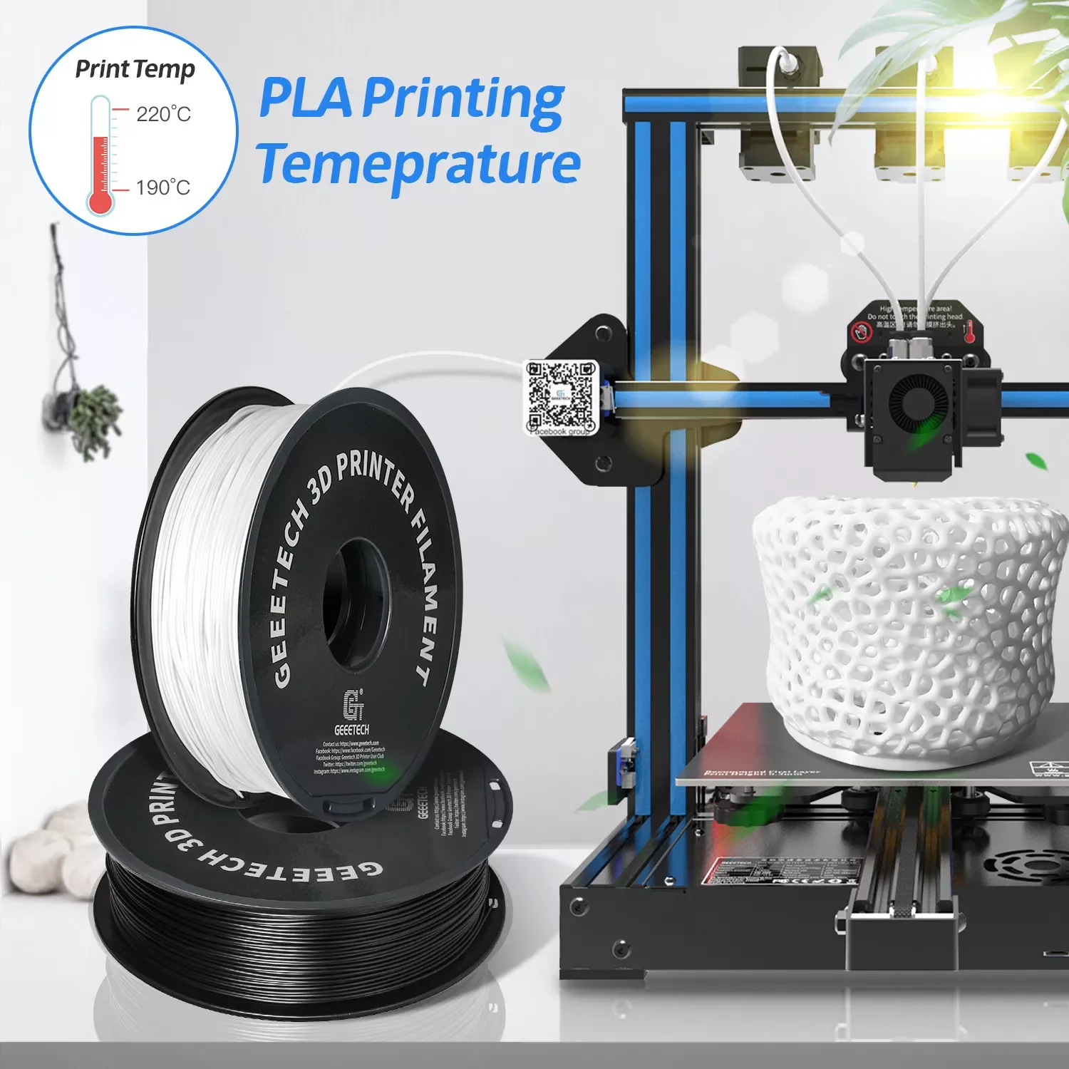 GEEETECH 10Kg In One Box Matte/PETG/Silk PLA/TPU/ABS 3D PLA Filament 1.75mm Spool Wire For 3D Printer Material,Safety