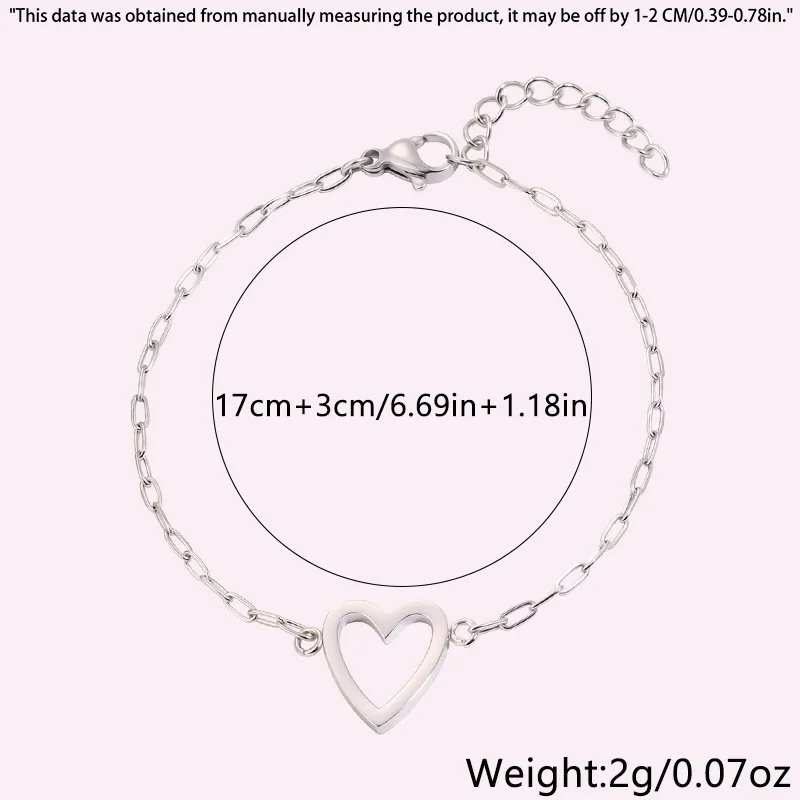 14k Stainless Steel Hollow Heart Bracelet for Women, Adjustable, Giving Heart-Shaped Jewelry Gifts to Girlfriends and Couples