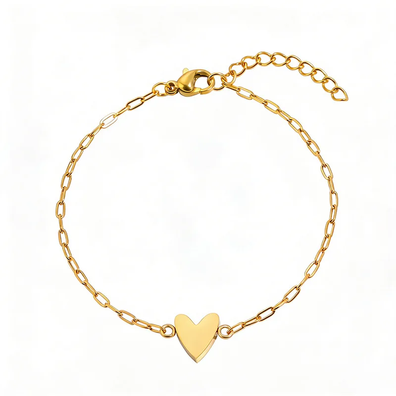 14k Stainless Steel Hollow Heart Bracelet for Women, Adjustable, Giving Heart-Shaped Jewelry Gifts to Girlfriends and Couples