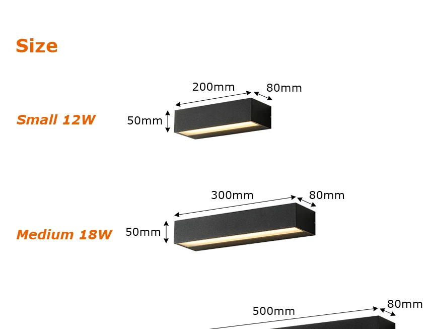 12W 18W 30W LED Wall Lamp Outdoor Waterproof Strip Wall Lights Porch Sign Lighting Courtyard Garden Decor Light Fixture Aluminum