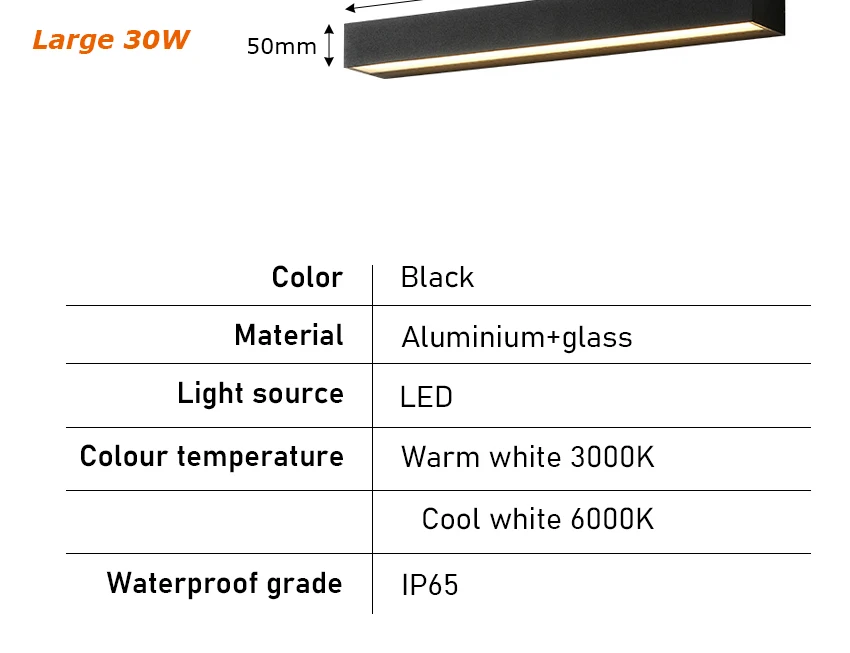 12W 18W 30W LED Wall Lamp Outdoor Waterproof Strip Wall Lights Porch Sign Lighting Courtyard Garden Decor Light Fixture Aluminum