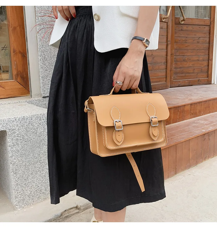 Customized DIY PU Leather Cambridge Bag Handmade Sewing Women Crossbody Shoulder Bag Handcrafted Semi-finished Kit Colorful