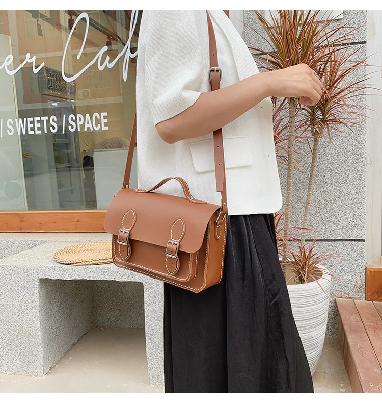 Customized DIY PU Leather Cambridge Bag Handmade Sewing Women Crossbody Shoulder Bag Handcrafted Semi-finished Kit Colorful