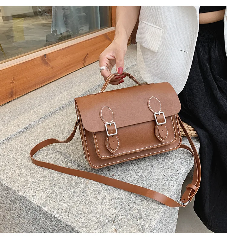 Customized DIY PU Leather Cambridge Bag Handmade Sewing Women Crossbody Shoulder Bag Handcrafted Semi-finished Kit Colorful