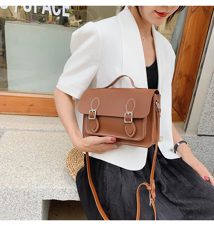 Customized DIY PU Leather Cambridge Bag Handmade Sewing Women Crossbody Shoulder Bag Handcrafted Semi-finished Kit Colorful
