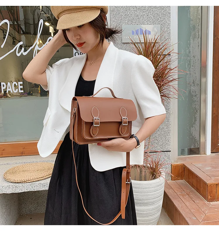 Customized DIY PU Leather Cambridge Bag Handmade Sewing Women Crossbody Shoulder Bag Handcrafted Semi-finished Kit Colorful