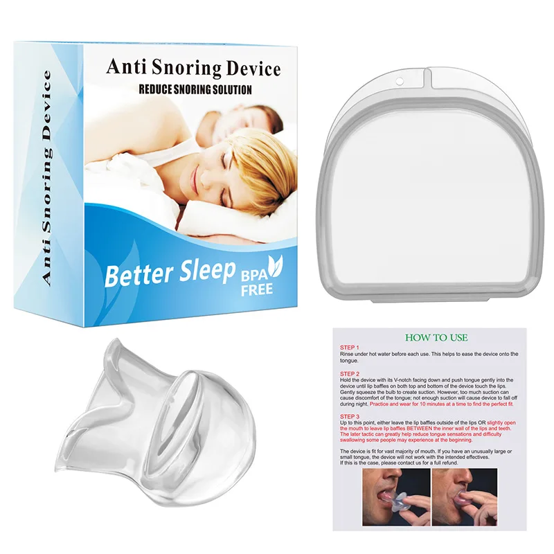 1Pcs Silicone Anti Snoring Tongue Anti-snoring Mouthpiece Braces Sleep Apnea Aid Stop Snore Anti Snore Secure Sleep Gear