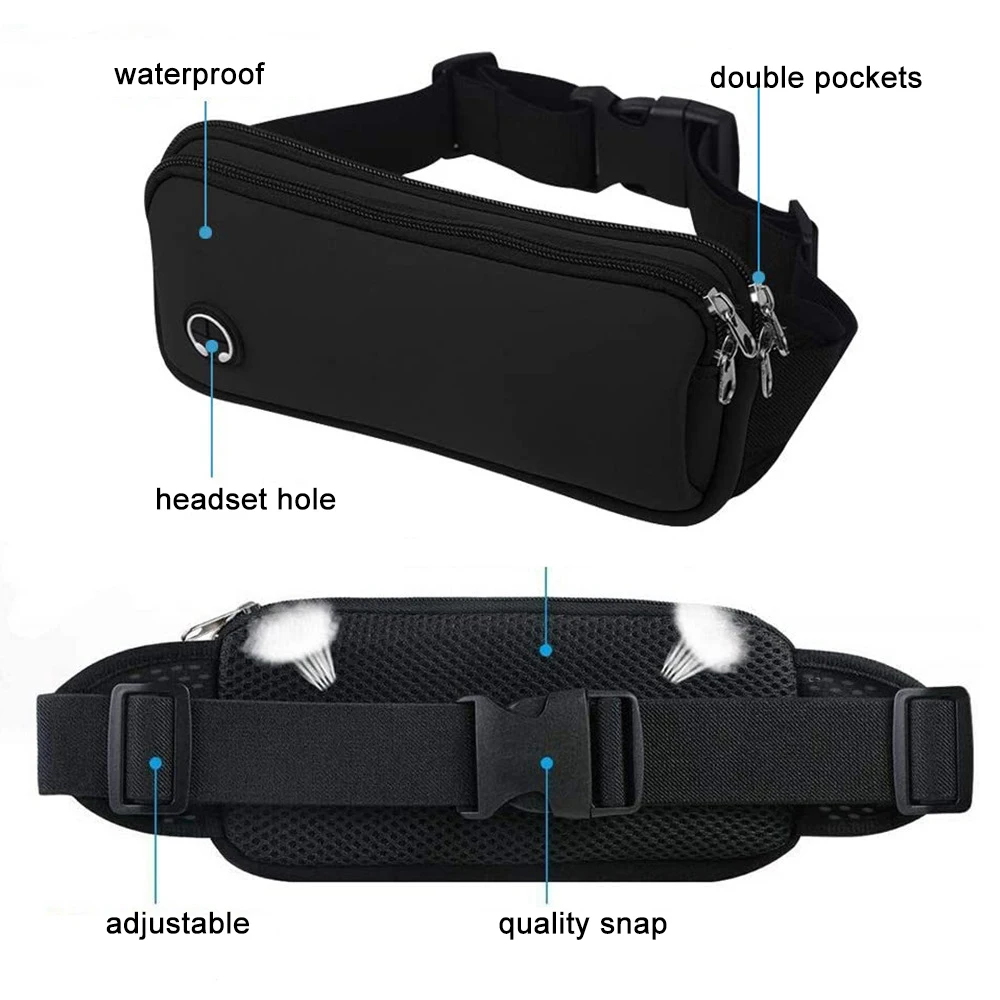 Running Belt Waist Bag Sports Fanny Pack Women Men Phone Pouch Gym Banana Bags Run Accessories