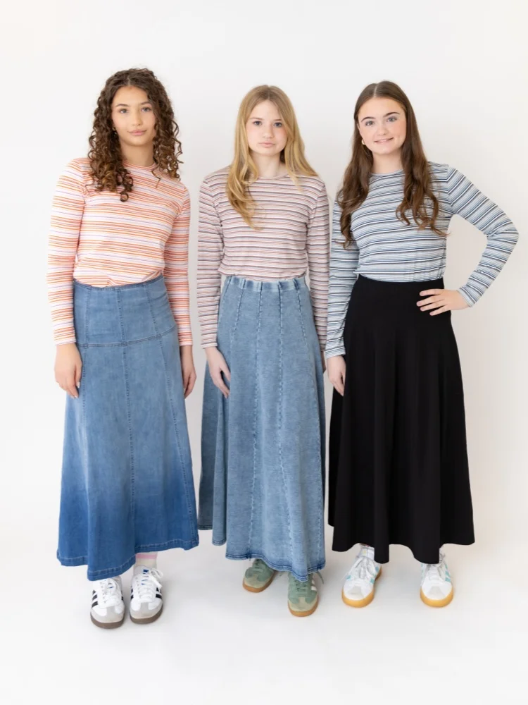 AP SS26 Panel Pleated Washed Denim Skirts Teen Girls Women Fashion Cotton Jeans Skirts Clothing