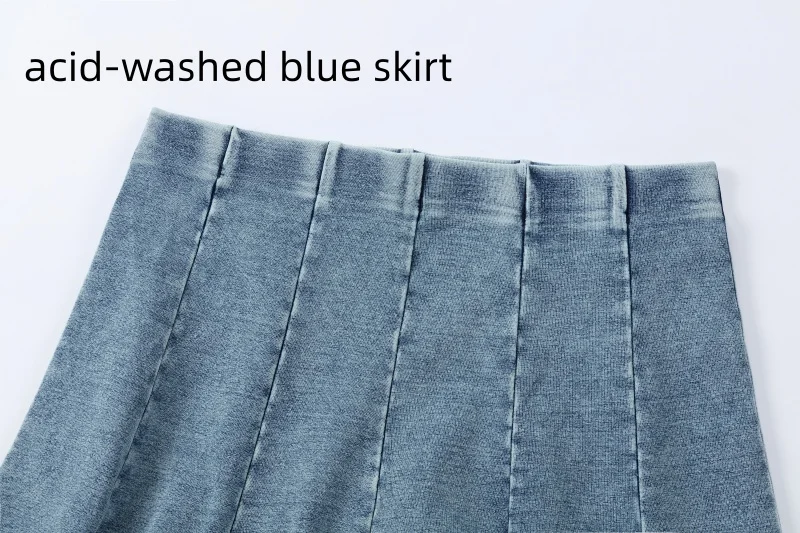 AP SS26 Panel Pleated Washed Denim Skirts Teen Girls Women Fashion Cotton Jeans Skirts Clothing