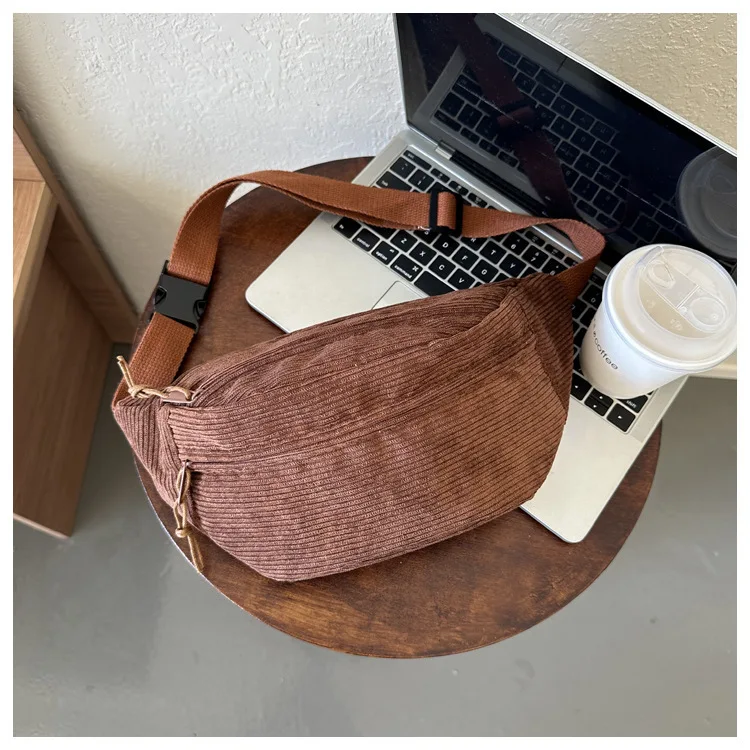 Corduroy Women Waist Bag Canvas Student Shoulder Crossbody Chest Bag 2026 Fanny Pack Fashion Phone Banana Female Bum Belt Bags