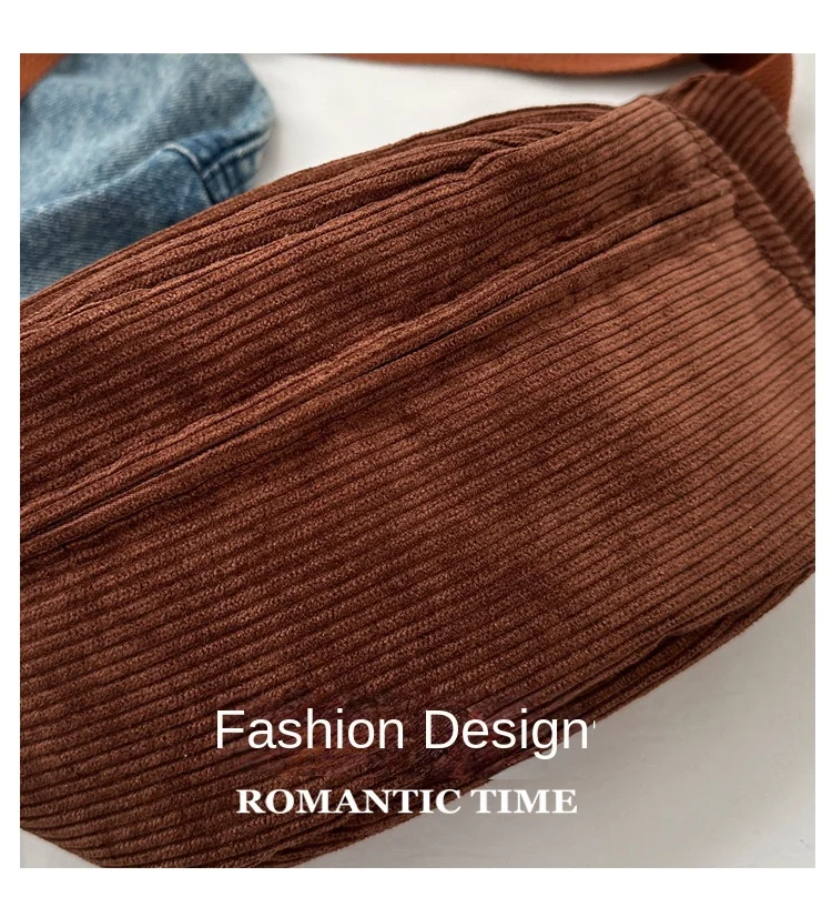 Corduroy Women Waist Bag Canvas Student Shoulder Crossbody Chest Bag 2026 Fanny Pack Fashion Phone Banana Female Bum Belt Bags