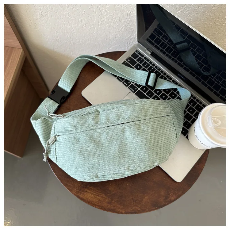 Corduroy Women Waist Bag Canvas Student Shoulder Crossbody Chest Bag 2026 Fanny Pack Fashion Phone Banana Female Bum Belt Bags