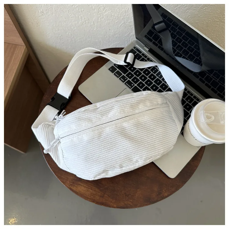 Corduroy Women Waist Bag Canvas Student Shoulder Crossbody Chest Bag 2026 Fanny Pack Fashion Phone Banana Female Bum Belt Bags