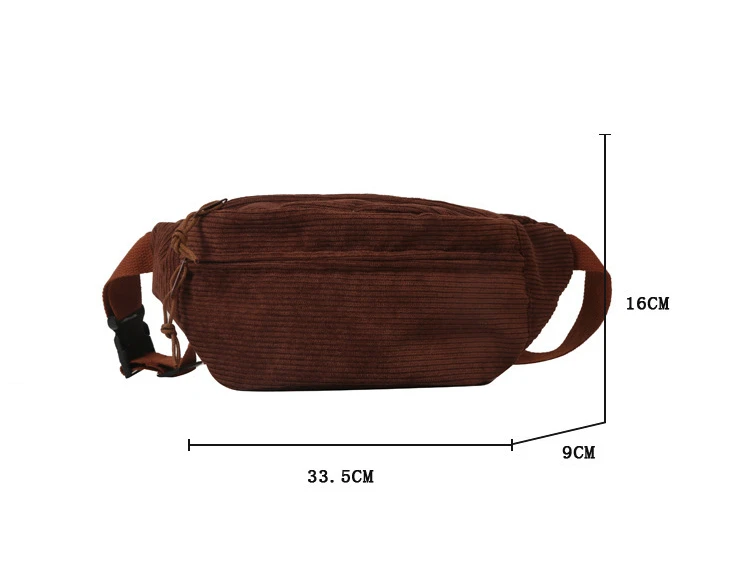 Corduroy Women Waist Bag Canvas Student Shoulder Crossbody Chest Bag 2026 Fanny Pack Fashion Phone Banana Female Bum Belt Bags