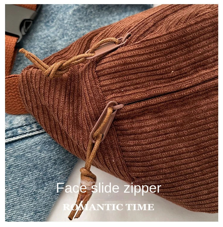 Corduroy Women Waist Bag Canvas Student Shoulder Crossbody Chest Bag 2026 Fanny Pack Fashion Phone Banana Female Bum Belt Bags