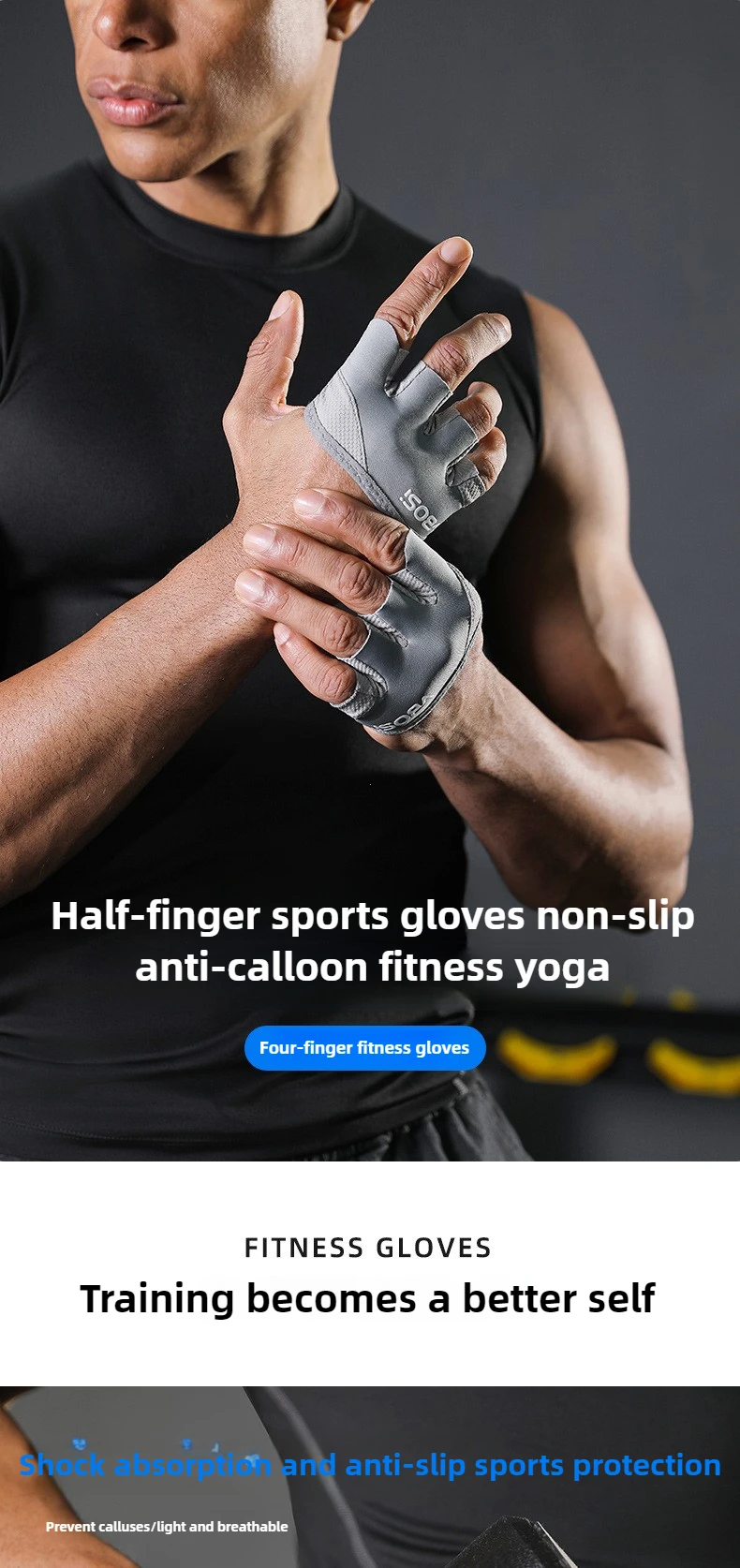 1Pair Four Finger Gloves For Weightlifting Training Men and Women Pilates Aerial Yoga Sports Fitness Non-slip Half-finger Gloves