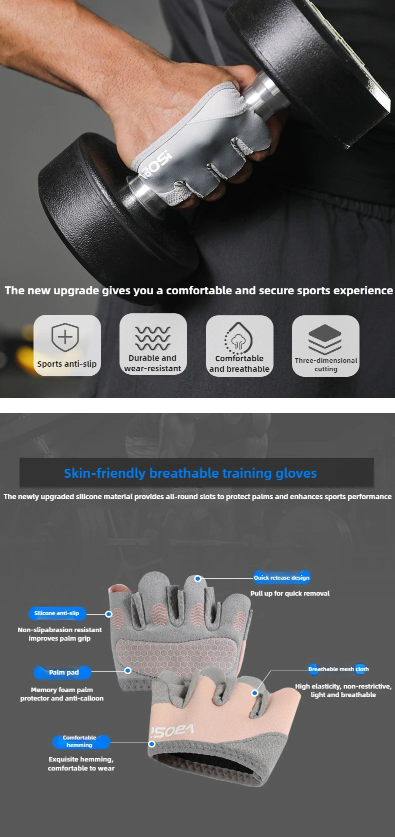 1Pair Four Finger Gloves For Weightlifting Training Men and Women Pilates Aerial Yoga Sports Fitness Non-slip Half-finger Gloves