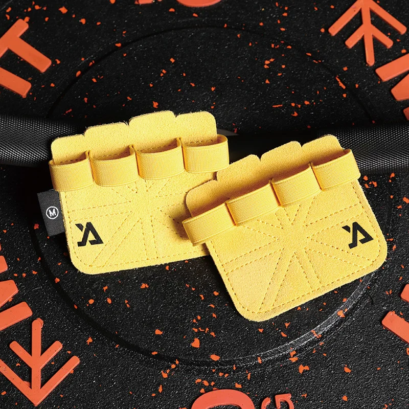 Four-fingers Fitness Gloves Gym Barbells Weightlifting Cowhide Gloves Anti-slip Wear-resistant Palm Protect Workout Hand Support