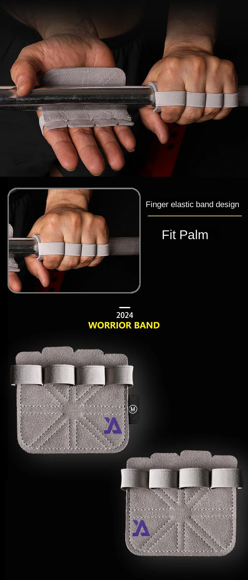Four-fingers Fitness Gloves Gym Barbells Weightlifting Cowhide Gloves Anti-slip Wear-resistant Palm Protect Workout Hand Support