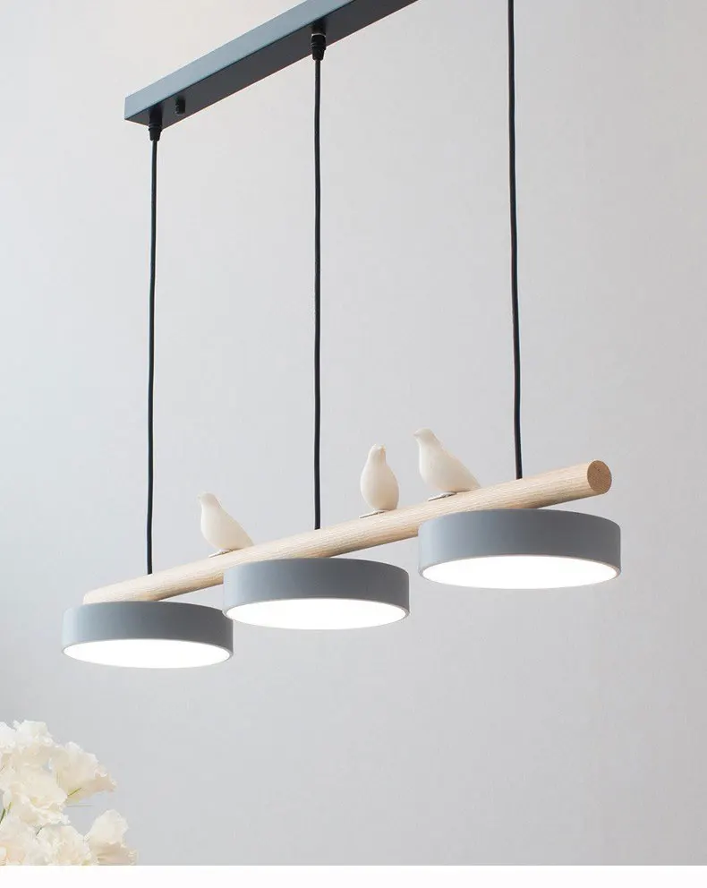 Nordic Restaurant Chandelier Modern Led Minimalist Dining Tables Creative Personality Macaron Iron Bird Decoration Droplight