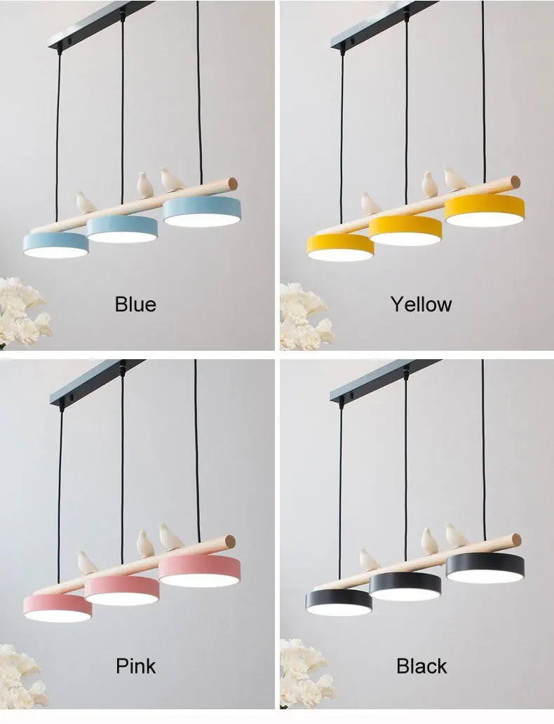 Nordic Restaurant Chandelier Modern Led Minimalist Dining Tables Creative Personality Macaron Iron Bird Decoration Droplight