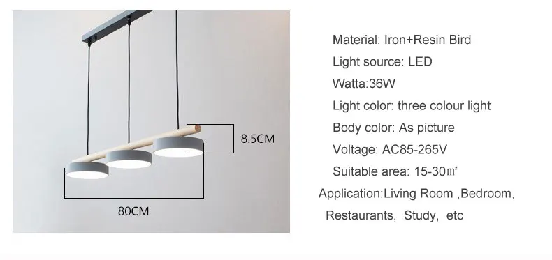 Nordic Restaurant Chandelier Modern Led Minimalist Dining Tables Creative Personality Macaron Iron Bird Decoration Droplight