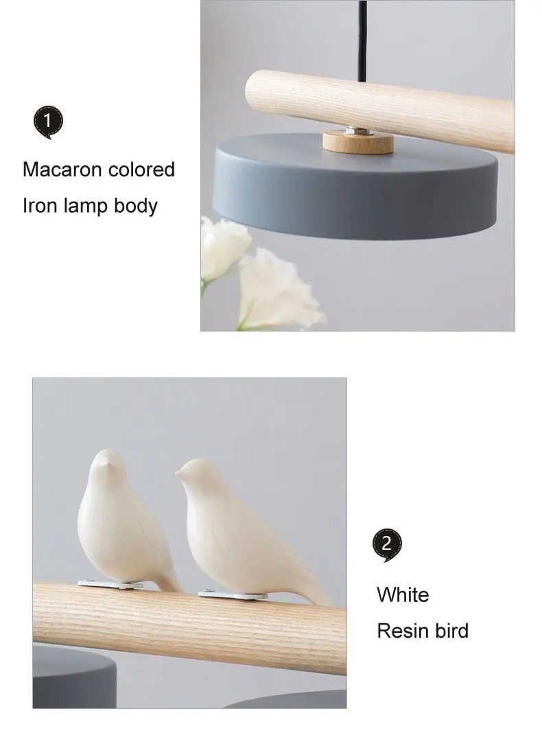 Nordic Restaurant Chandelier Modern Led Minimalist Dining Tables Creative Personality Macaron Iron Bird Decoration Droplight