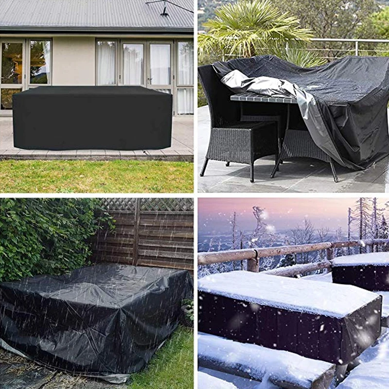 Size 68 Silver Oxford Cloth Patio Furniture Cover, Waterproof Rain & Dust Protector for Rattan Table, Chairs & Sofa Set