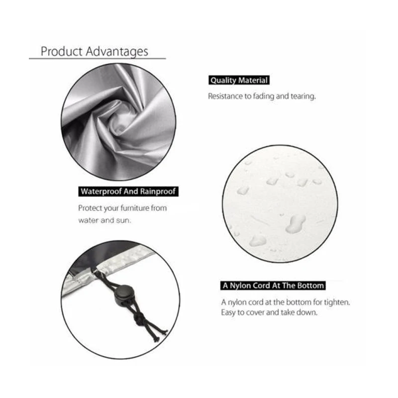 Size 68 Silver Oxford Cloth Patio Furniture Cover, Waterproof Rain & Dust Protector for Rattan Table, Chairs & Sofa Set