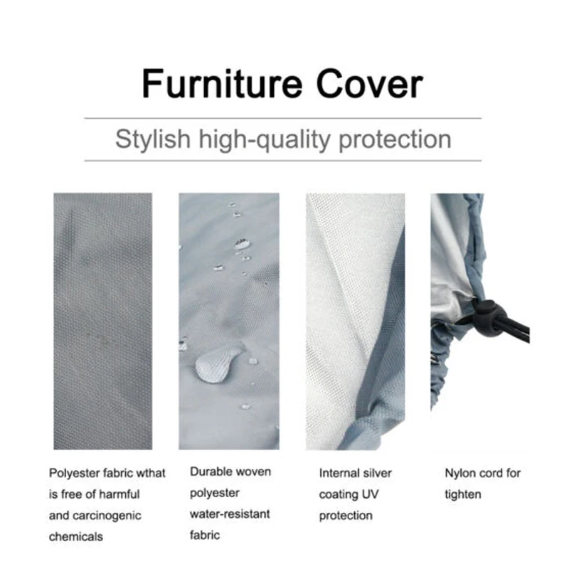 Size 68 Silver Oxford Cloth Patio Furniture Cover, Waterproof Rain & Dust Protector for Rattan Table, Chairs & Sofa Set