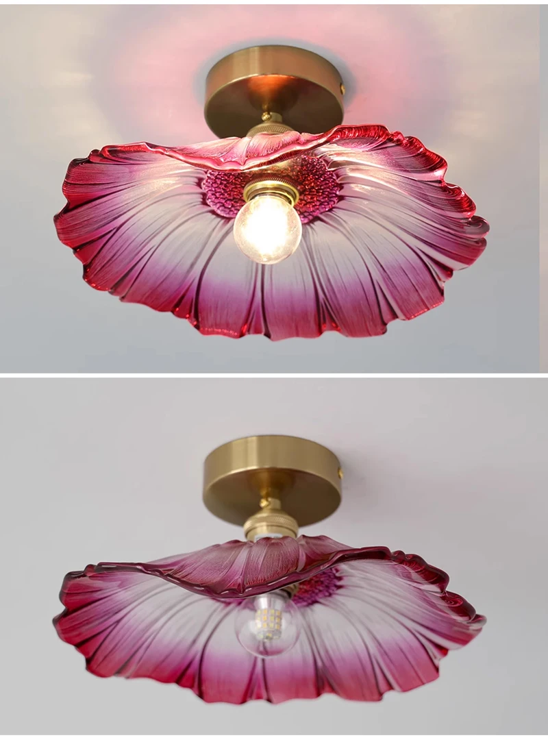 Vintage Pendant Lights Flower Glass Hanging Lamps Home Decoration Lighting Living Room Bedroom Bedside Light Fixture Indoor Shop