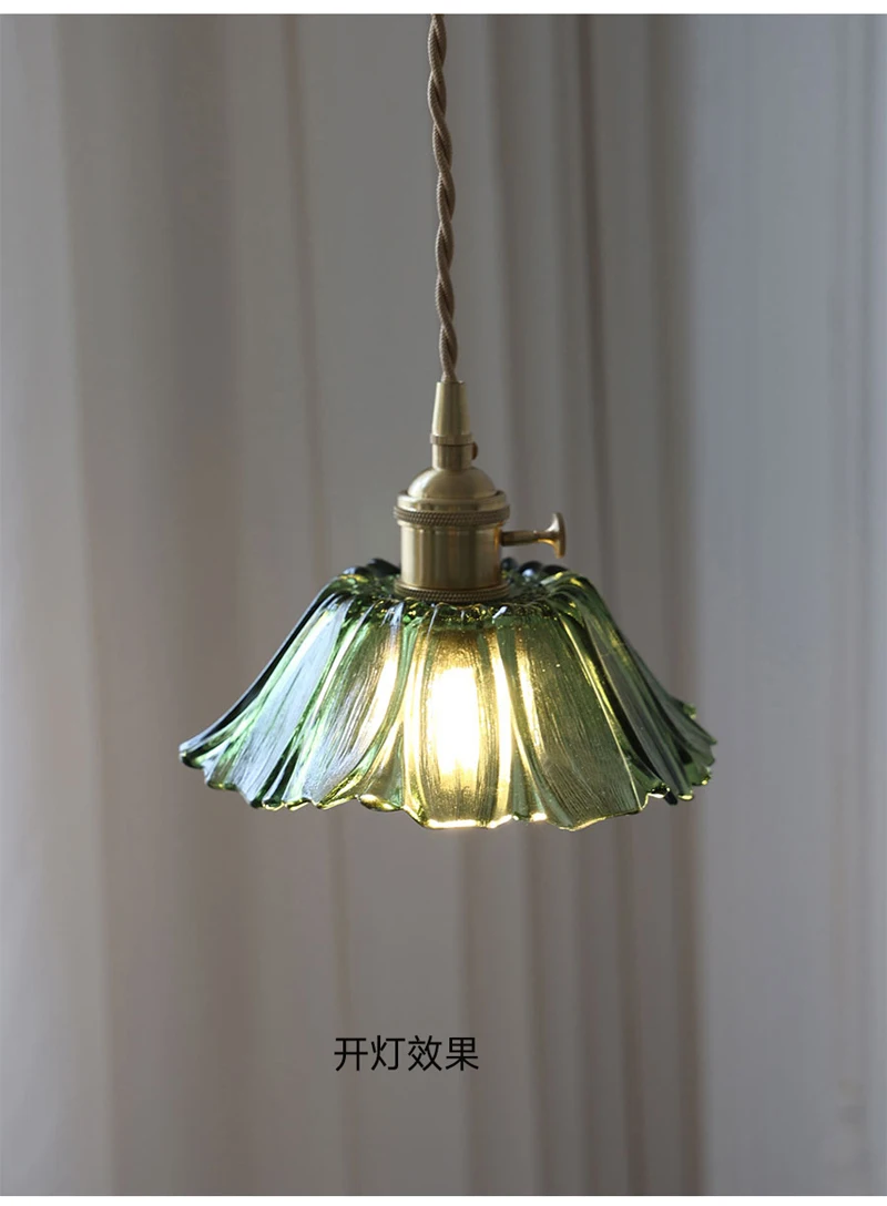Vintage Pendant Lights Flower Glass Hanging Lamps Home Decoration Lighting Living Room Bedroom Bedside Light Fixture Indoor Shop